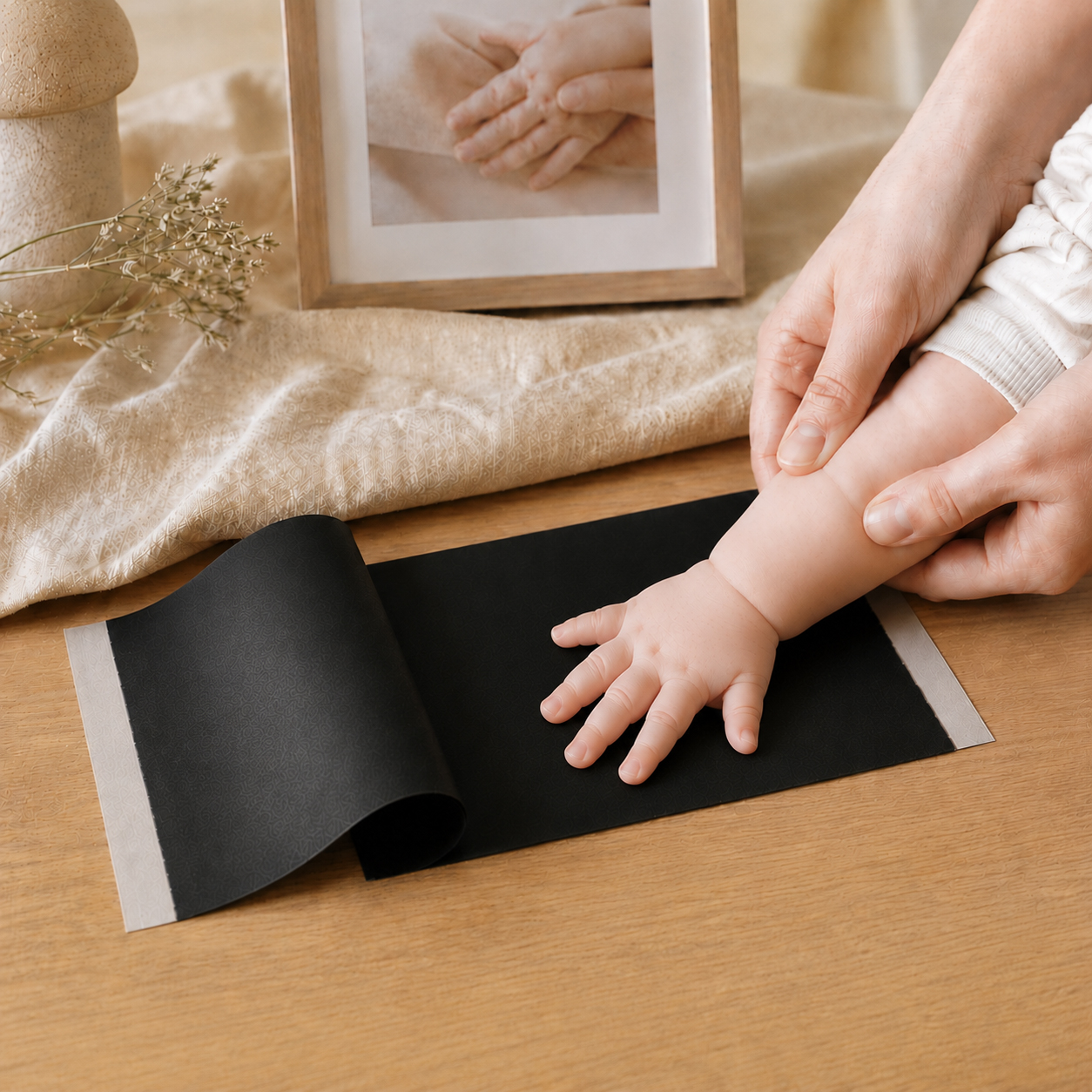 Hand- of voetafdrukje van een kindje maken