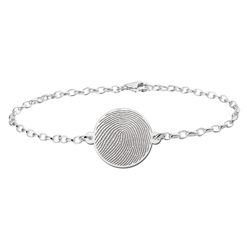 Zilveren scharnier armband met afdruk