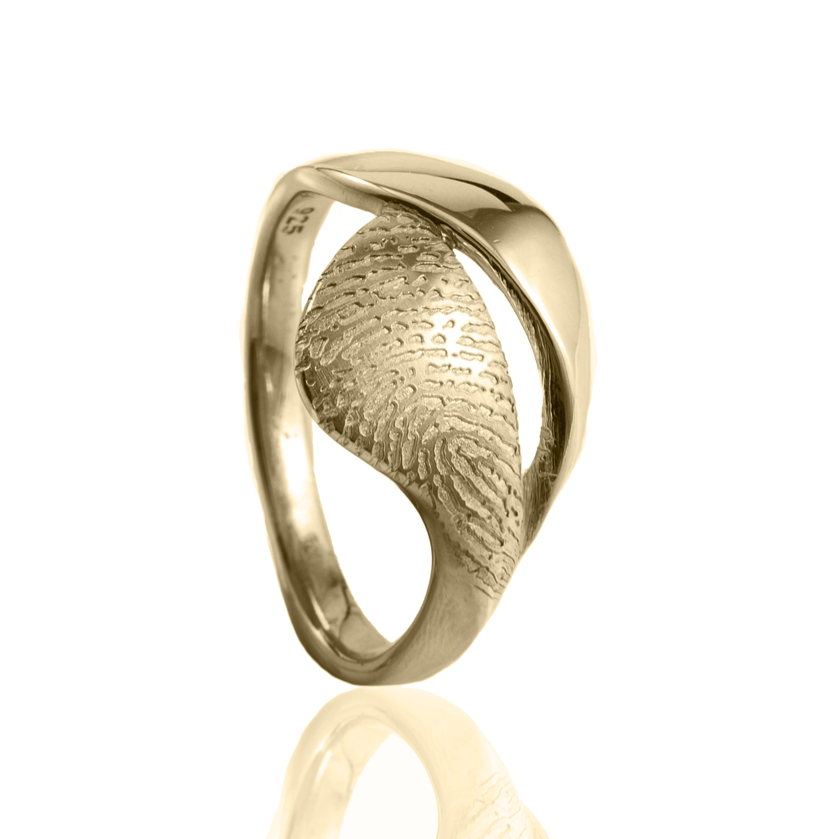 Gouden vingerafdruk ring 14mm