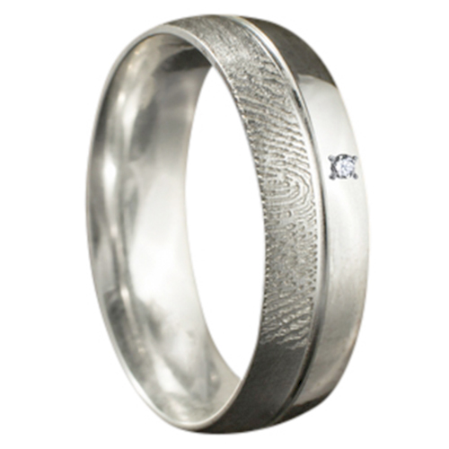 Zilveren vingerafdruk ring 5,5 mm met steen