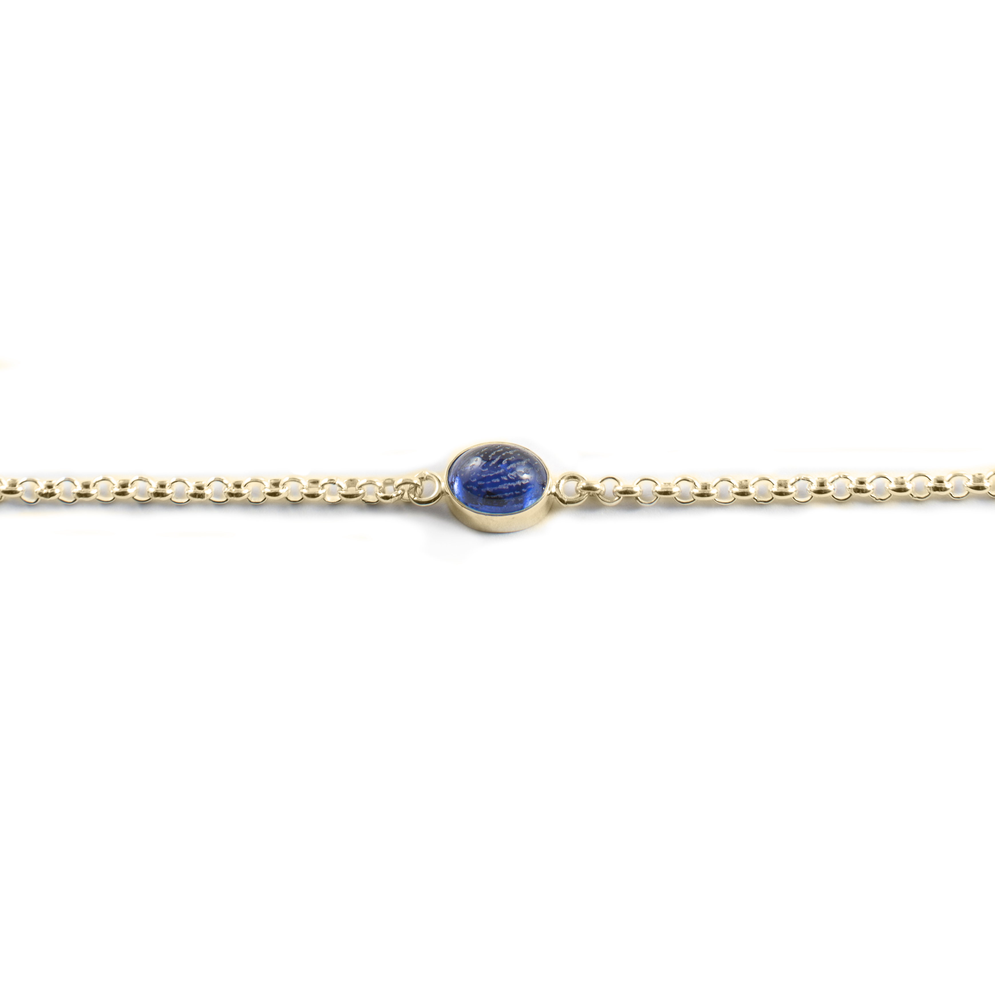Gouden armband met vingerafdruk in blauwe steen