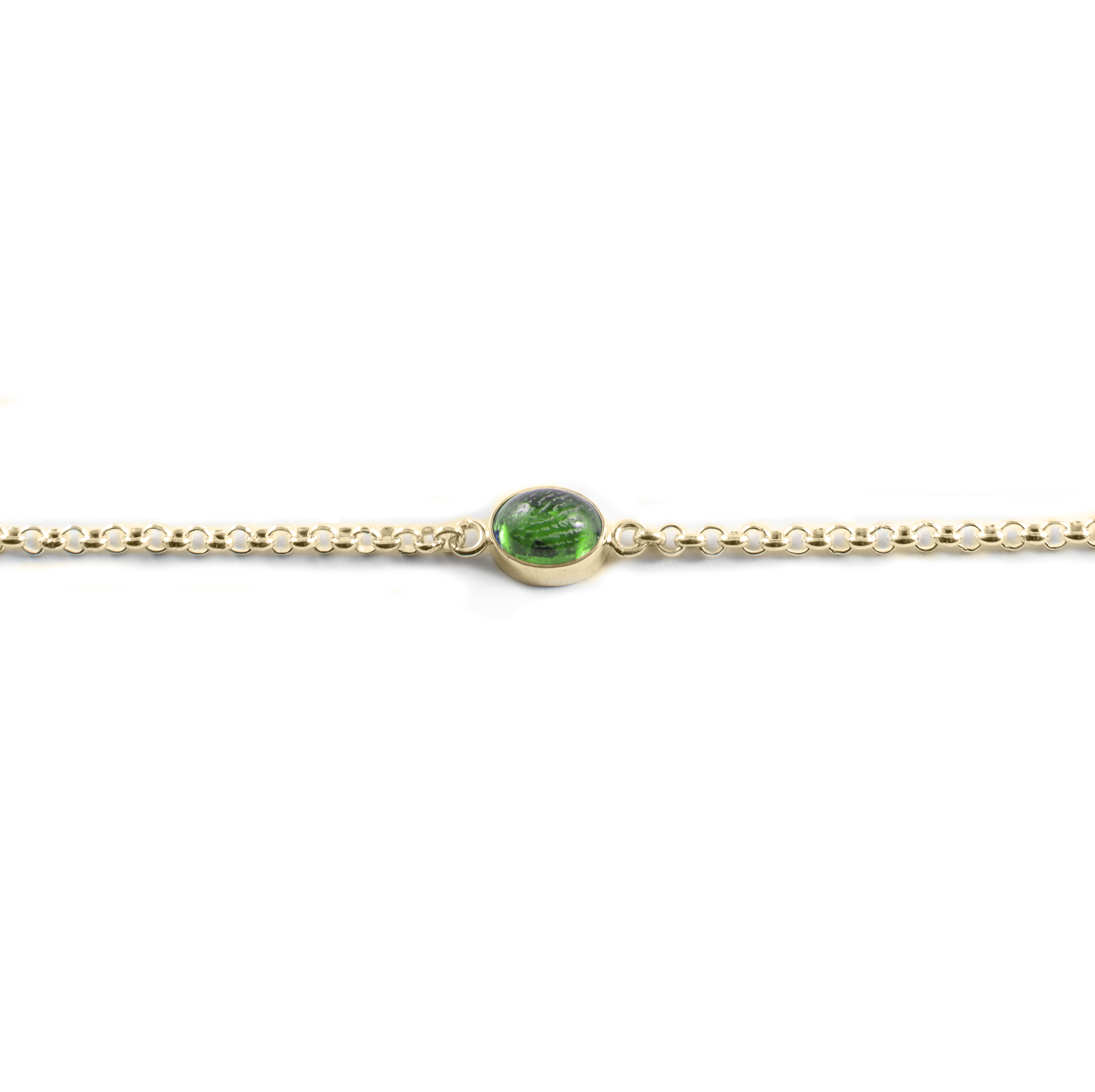 Gouden armband met vingerafdruk in groene steen