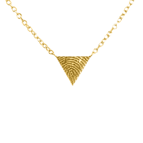 Driehoekige gouden vingerafdruk hanger met ketting