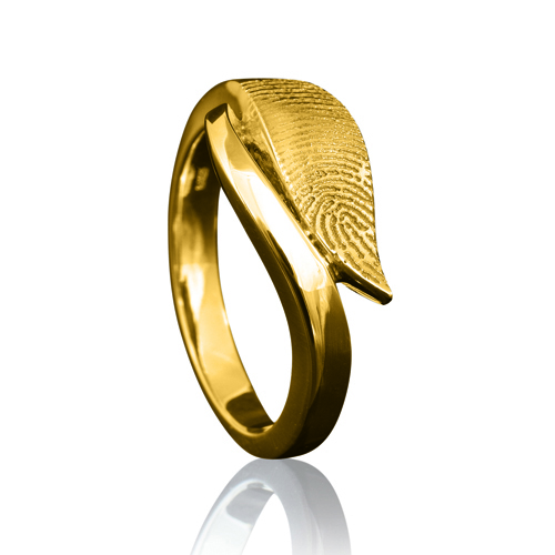 Sierlijke gouden vingerafdruk ring