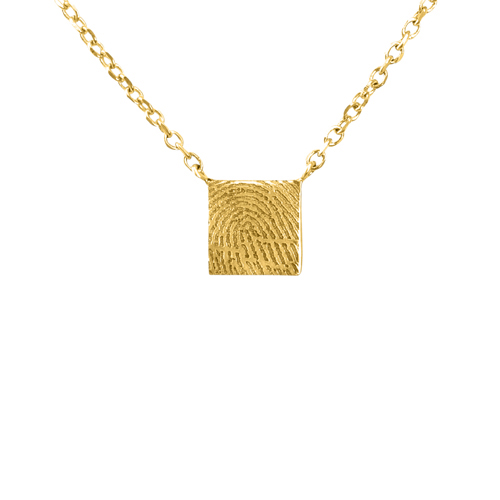 Vierkante gouden vingerafdruk hanger met ketting