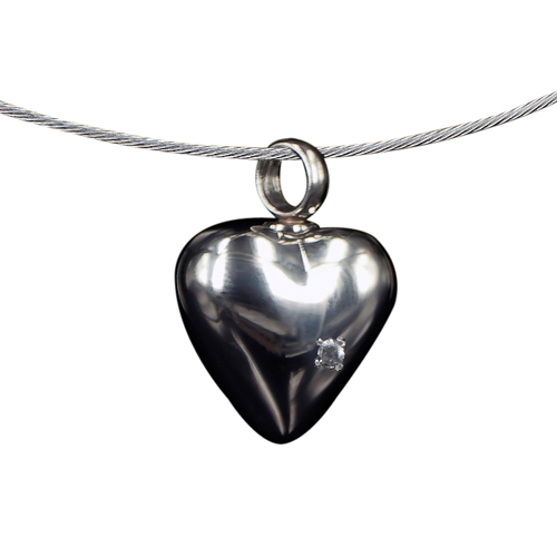 Zilveren ashanger hart met steen