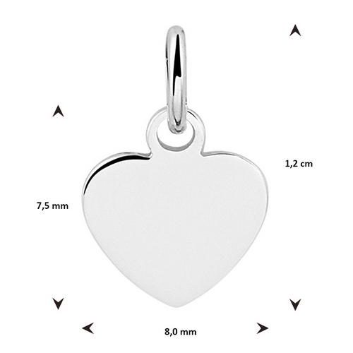 Zilveren hart hanger 12x8mm