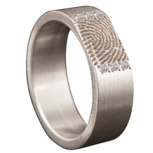 Vingerafdruk ring zilver met 6 pave gezette zirkonia
