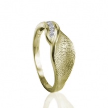 Gouden vingerafdruk ring met steentjes 8mm