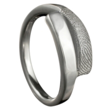 Zilveren vingerafdruk omslagring 7,5mm