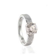 Zilveren vingerafdruk ring met steen 7mm