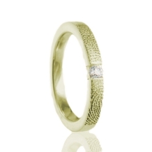 Gouden vingerafdruk ring met steen 3mm