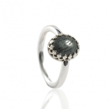 Zilveren vingerafdruk ring met ovale onyx