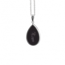 Druppelvormige hanger met afdruk in zwarte onyx