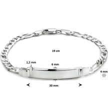 Zilveren armband met figaro schakel en graveerplaatje