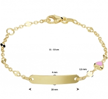 Gouden kinderarmbandje met roze hartjesbedel