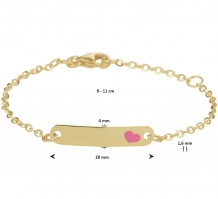 Gouden kinderarmbandje met plaat en roze hartje