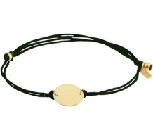 Gevlochten damesarmband met ovaal gouden plaat
