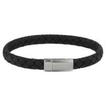 Zwart lederen gevlochten armband