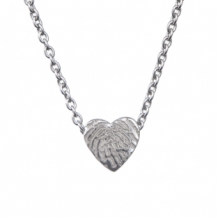 Zilveren 7mm hartje met vingerafdruk en ketting