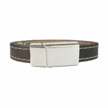 B&L donkerbruine leren armband met wit stiksel