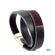 Dubbele leren armband met vingerafdruk 816