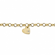 Gouden armband met vingerafdruk op hartje met zirkonia