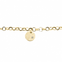 Gouden armband met vingerafdruk op rondje met zirkonia