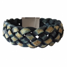 Leren armband Samuel vintage petrol