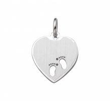 Zilveren hart hanger met gestanste voetjes