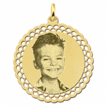 Ronde gouden fotohanger met sierlijke rand
