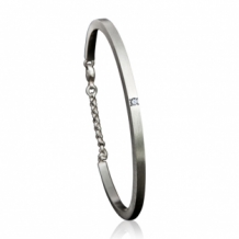 Smalle zilveren as armband met zirkonia