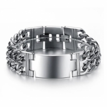 Stoere brede stalen armband met plaat