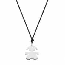 Katoenen ketting met zilveren meisjes bedel