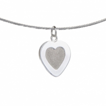 Zilveren Vingerafdruk hanger hart met rand