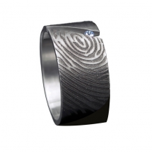 Vingerafdruk ring RVS met gleuf en steen 840