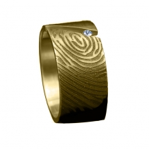 Vingerafdruk ring goud met gleuf en steen 840