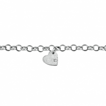 Zilveren armband met vingerafdruk op hartje met zirkonia