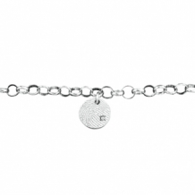 Zilveren armband met vingerafdruk op rondje met zirkonia