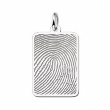 Zilveren hanger rechthoek met vingerafdruk Names4ever