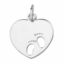 Hoogglans zilveren hart hanger met gestanste voetjes