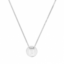Zilveren ketting met ronde bedel met letter B