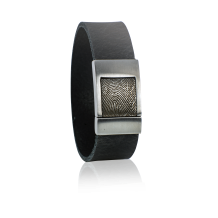 Leren armband met vingerafdruk met edelstalen drukslot, kleur 721 zwart