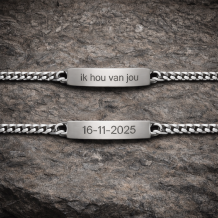 Armband met plaat RVS met gravure