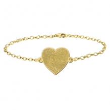 Schakel armband met vingerafdruk op hartje goud