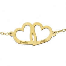 Armband met dubbel hart goud