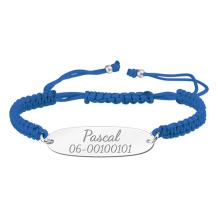 Zilveren kinderarmbandje met naam en telefoonnummer