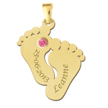 Gouden hanger voetjes met geboortesteen
