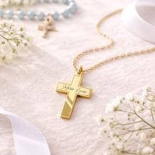 Gouden communie hanger hart met naam en datum – persoonlijk communie cadeau