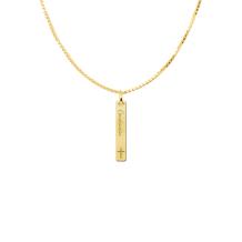 Gepersonaliseerde gouden communie bar hanger met kruis